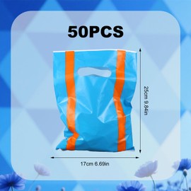 50pcs Blue and Orange English Teacher Birthday Party Gift Presents Bags, Fun Cartoon Theme Goodie Bags Gift Candy Party Favors for Kids Birthday Decorations Supplies Classroom Celebration