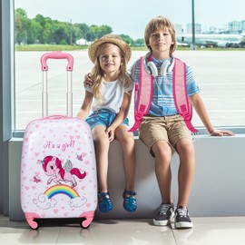 Olakids Kid Luggage Set, 12’’ Travel Backpack and 16’’ Carry on Suitcase with Wheels for Children Boys Girls, 2 Pcs Rolling Spinner Trolley Case Gift for Toddlers (Unicorn)