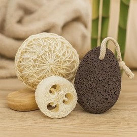 Terra Touch Mini Spa Set - Loofah, Sisal Sponge and Pumice Stone - Natural Eco Friendly Bath Kit