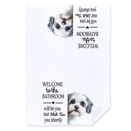JFFTLL Shih Tzu Bathroom Decor Hand Towels, Shih Tzu Gifts Decorative Towels for Bathroom, Funny Dog Decor Hand Towel, Dog Lover Gifts, 16x24 Inch