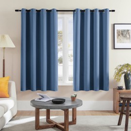 Rutterllow Blackout Curtains for Bedroom, Thermal Insulated Room Darkening Curtains 2 Panels for Living Room, Grommet Top (52x63 Inch, Blue Stone)
