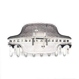 QinGoo Large Stainless Steel Hair Clip, Silver, Metal, Hair Clip, Hair Accessory, Stylish, Women's, Korean, 1 Piece (9 x 7 cm, Silver)