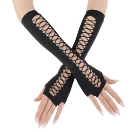 Lamerry Y2K Arm Cover, Mine Type, Mesh, Braided, Subcal Type, Arm Warmer, Arm Cover, Gloves, Sunscreen, Gothic, Punk Fashion, Cosplay, Women's, Black
