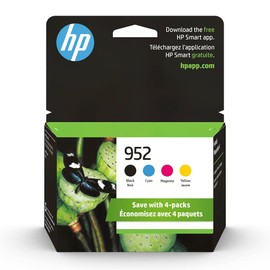 HP 952 Black, Cyan, Magenta, Yellow Ink Cartridges (4-Pack) | Works OfficeJet 8702, OfficeJet Pro 7720, 7740, 8210, 8710, 8720, 8730, 8740 Series | Eligible for Instant Ink | X4E07AN