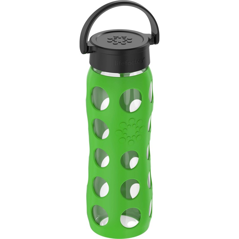 Lifefactory Glass Water Bottle, 22-Ounce, Moss | BPA-Free, Classic Cap,