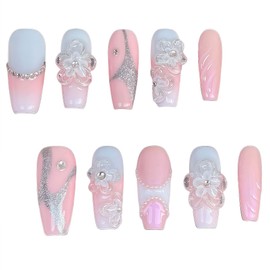 Handmade Press on Nails Vintage Glamour Reusable Square Mid Length – Neutral Shades with Black, Pearls & Golden Accents, Vintage-Inspired Press-On Nails for Timeless Elegance