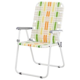 2pcs Outdoor Patio Lawn Foldable Chairs with Armrest & Backrest, for Camping, Fishing, Yard, Poolside, BBQ. (Yellow & Green, 21.7" Lx 22.8" Wx 36.6" H)
