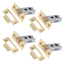XFORT Tubular Latch, Polished Brass, Tubular Door Latch for Internal Wooden Doors, (4 Pack, 65mm)