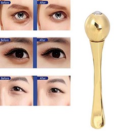 Yinhing Eye Massager Wand for Wrinkles, Zinc Alloy Spoon Roller Applicator | Portable dual-end design for cream application and massage, reduces dark 