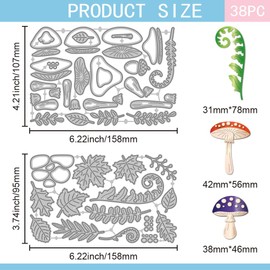 GLOBLELAND Mushroom Cutting Dies for DIY Scrapbooking Metal Autumn Leaf Cut Dies Fern Leaves Leaf Die Cuts for Card Making Embossing Photo Album Craft Decor
