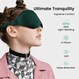 Audree Ear Plugs-Sleep Eye Mask - Super Soft Silicone Earplugs with Cotton Sleep Mask for Sleeping | Noise Reduction Earplug/Light Blocking Sleep Mask for Gift, Napping, Meditation, Green