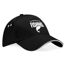 D Design Invent Print! Fishing Hat Gift for Men Fishing Baseball Rather be Fishing Cap Funny One Size Fits All Women (Black)