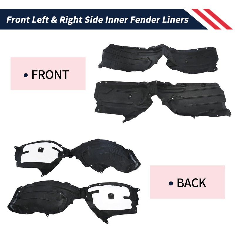 1 Pair Front Left & Right Side Inner Fender Liners