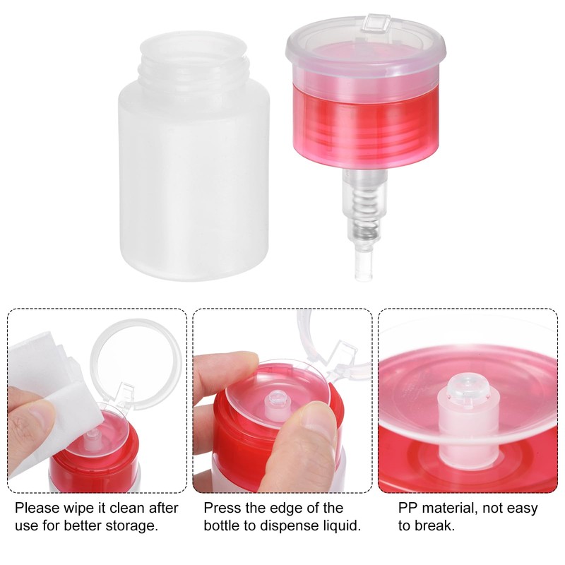 sourcing map 2pcs Solvent Alcohol Dispensers 60ml(2oz) Push Down Liquid
