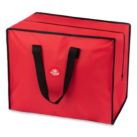 Christmas Village Premium Christmas Decoration Storage Bag Organiser Lights Zip Up Sack Xmas - Stores Ribbon Tinsel Wreath Stocking Lights Bow Tags, Gift Wrap Paper Tidy (Red)