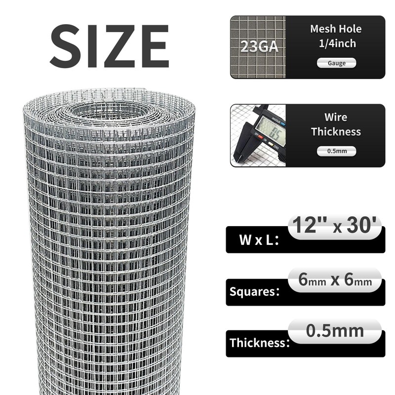 Hardware Cloth 12'' x 30' 1/4 in Galvanized Wire Mesh