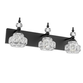 Tipace Black Vintage Bathroom Vanity Light Fixtures Over Mirror Crystal Glass 3 Lights Industrial Vanity Lights Modern Bath Lighting(Exclude Bulb)