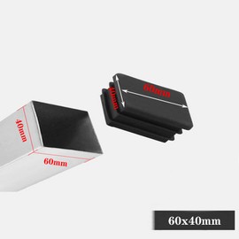 Zaky 18 pcs Rectangle Ribbed Plastic Insert Plugs End Caps 60 x 40mm for Chairs Desks Tables Beds Furniture Foot Lamellar Plug