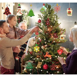 クリスマスオーナメント DIYアートクラフト 未完成の塗装可能な空白の装飾品 木製 50枚セット 10種類 サンタクロース/雪だるま/トナカイ/ベル/クリスマスツリ/ギフト/天使/靴下/雪片/ラブハーツ クリスマスツリー飾り屋内と屋外デコレーション壁掛け 玄関ぶら下げ 子供ギフト 新年プレゼント ブックマーク 50個鈴&50枚麻紐&6色クレヨン付き