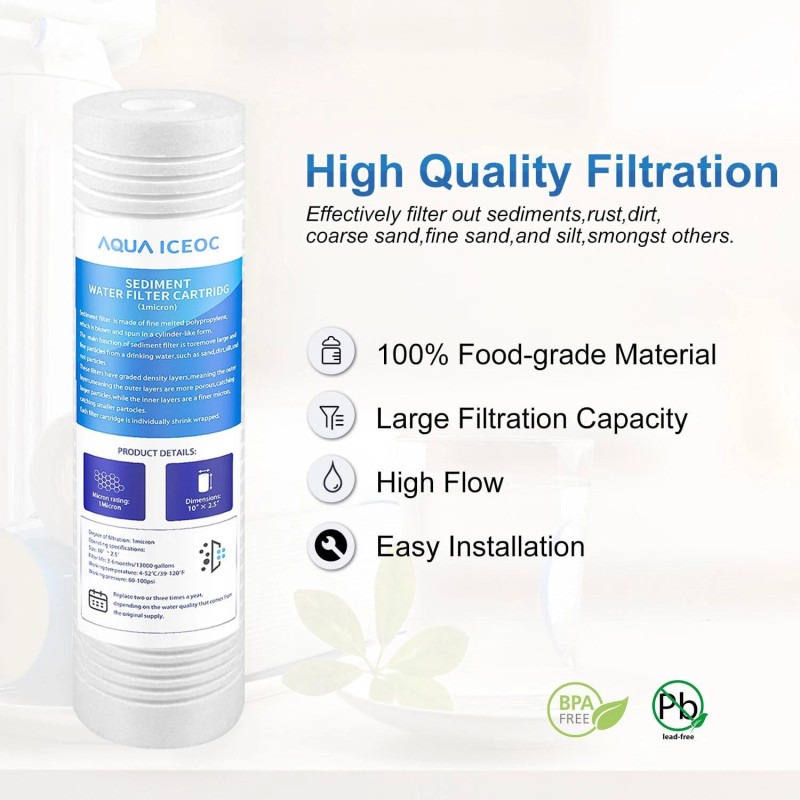 AQUAICEOC 10" x 2.5" 1 Micron Grooved Household Sediment Water