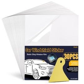PSLER Car Windshield Sticker, Windshield Applicator, Clear Window Cling Car Inspection Sticker Holder Static Cling Window Film for Cars 30PCS 4 x 6 inch Static Cling Vinyl for Pass Holder