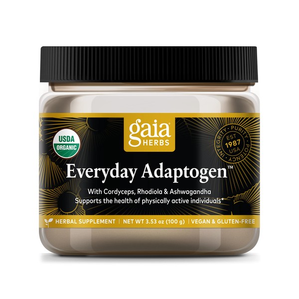 Gaia Herbs Everyday Adaptogen Powder - Helps Provide Energy Support & Maintain Healthy Stress Levels in Physically Active - with Maca Root, Cordyceps, Ashwagandha & More - 3.5 Oz (38-Day Supply)