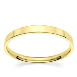 14k Yellow Gold 2mm Light Comfort Fit Flat Wedding Band - Size 8.5