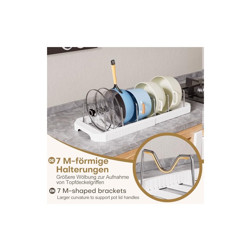 Yorbay Extendable Pot Lid Holder for Cupboard Drawer: Expandable Pans