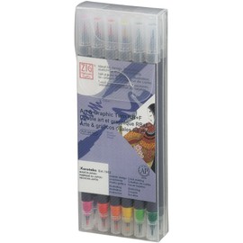Kuretake Zig TUT9512VBA Art & Graphic Twin Basic Marker Set - 0.8mm, Set of 12, Fine Tip