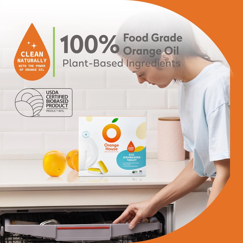 Orange House Plant Based Dishwasher Tabs 56 Count | 100%
