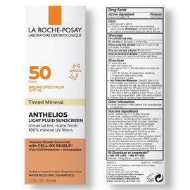 La Roche-Posay Anthelios Sunscreen SPF 50, Ultra-Light Fluid Broad Spectrum SPF 50, Face Sunscreen with Titanium Dioxide Mineral, Lightweight & Fast-Absorbing, Oil-Free, Matte Finish