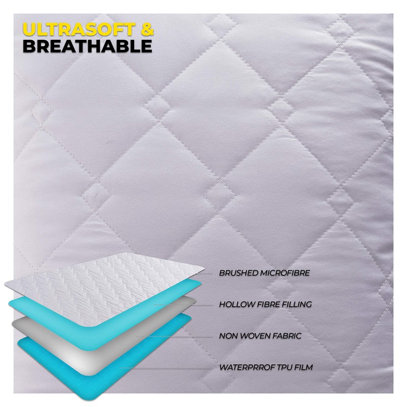 K&A Quilted Waterproof Mattress Protector, Ultrasoft Breathable Microfiber - Hypoallergenic