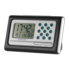 Atrium A310-7 Talking Radio Controlled Alarm Clock for Seniors Digital Quartz with Snooze and Volume Control Black Silver
