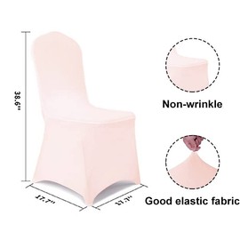 bricia 12 PCS Blush Pink Stretch Spandex Chair Slipcovers, Dining Room Chair Covers Stretch Chair Slipcovers Protector for Wedding, Banquet, and Party