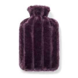 Brevian® 2 Litre Large Hot Water Bottle with Soft Luxury Faux Fur Cover UK (Plum Purple, Regular)