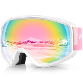Findway Ski Goggles For Women Men Youth Teen, Snowboarding Goggles Over Glasses Compatible Helmet, Anti-fog UV Protection, Anti-glare Skiing Goggle Pink For Skiing Snowboarding