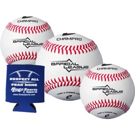 CHAMPRO CBB-90 Durahide Cover Baseballs - 36 Balls and one Rods Can Sleeve Included