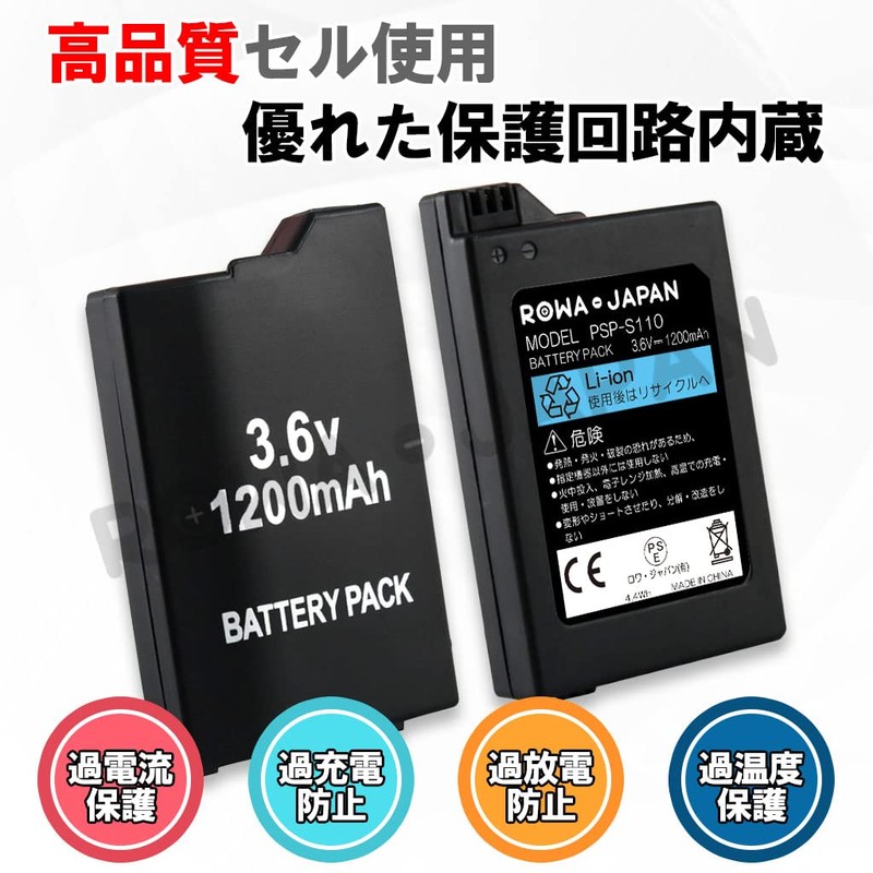 ロワジャパン【PSE基準検品】PSP 2000 3000 互換 PSP-S110 バッテリーパック 【2個セット】実容量高