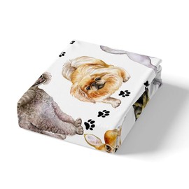 Feelyou Puppy Dog Bedding Set for Kids Boys Girls Lovely Dogs Print Fitted Sheet 3D Animal Pattern Bed Sheet Set Luxury Bed Cover,Room Decor 2Pcs Sheets Twin Size