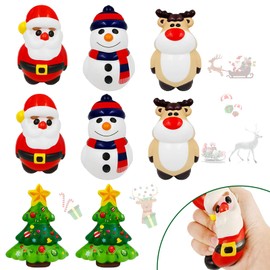 Shinybox Christmas Toy, Pack of 8 Christmas Stress Toys, Santa Claus, Christmas Trees, Snowmen, Elk Stress Ball, Christmas Day Party Gift Party Bag