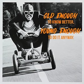 Paperlink Pixel Humour, Joke, Witty, Funny Birthday Card - Go Kart, Old Enough to Know Better - Male/For Him