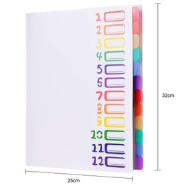 Project Folder A4 Organiser Folder 12 Compartments Desk Folder Personal Folder with Elastic Band Folder Plastic Ring Binder Waterproof Ring Binder Personal Folder for School Office Art Business
