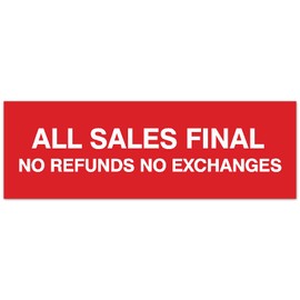Signs ByLITA Basic All Sales Final No Refunds No Exchanges Sign - Laser-Engraved Lettering | Durable ABS Plastic | Vibrant Colors | Powerful Foam Tape (Red) - Medium