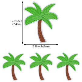 30 Pcs Green Coconut Palm Tree Embroidered Patches Summer Sew Iron on Embroidered Applique Cute Decoration Sewing Badge Patches for DIY Clothing Backpack Hats Jeans