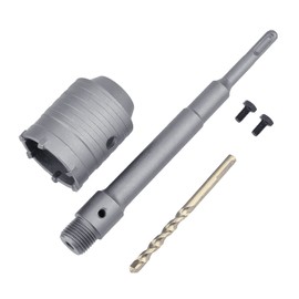 GUICGOC 55mm (2-1/6 inch) Concrete Hole Saw with 220mm SDS Plus Shank Connecting Rod, Tungsten Carbide Teeth (7.7mm x 4mm) Cement Hole Saw for Concrete Cement Brick Wall Stone 55mm (2-1/6 inch)