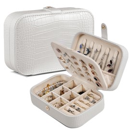 Dajasan Travel Jewellery Box, Small Jewellery Storage, Jewellery Box Women Girls, Leather Jewellery Box, Jewellery Gift Box for Women, Girls, Mother, Grandma (Beige)