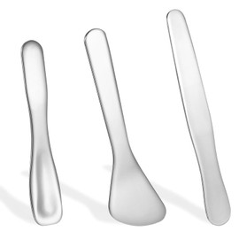 3 Pcs Sliver Cosmetic Spatula Metal Reusable Skin Care Spoon Beauty Scoop Spatula Multi-functional Facial Applicator Tool Beauty Accessories for Skin Care