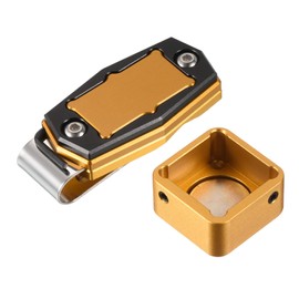 PATIKIL Billiard Magnetic Chalk Holder Aluminum Alloy Pool Billiard Cue Chalk Chip Case with Belt Clip for Snooker Sports Accessories, Gold Tone