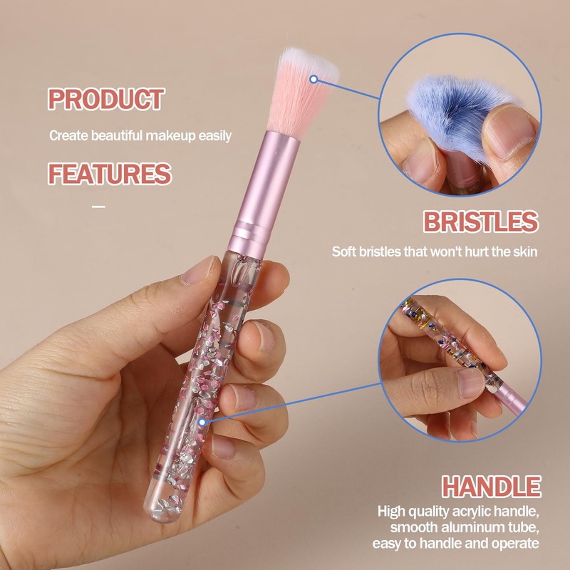 Makeup Brush Set, 7 Pcs Makeup Brushes Crystal Glitter Make