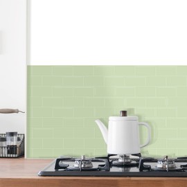 Alwayspon 10 Sheets 3D Peel and Stick PVC Backsplash Tiles, 12"x6" Self-Adhesive Wallpaper Wall Tile Stickers Stick on Subway Tiles for Kitchen Bathroom, Spearmint